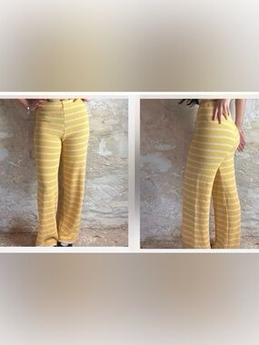 Zara Yellow Striped Crochet Pants